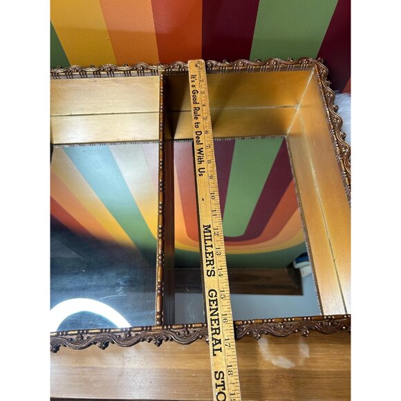 Vintage mirrored background shelf - vintage/water damage wear shadow box - Picture 8 of 8